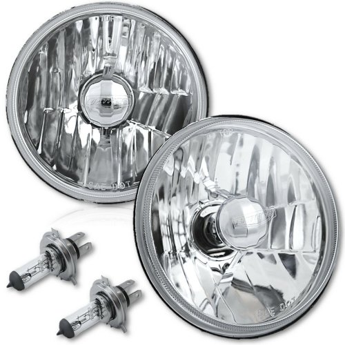 5-3/4 Crystal Clear Halogen Headlight Metal Headlamp Hi Beam 60w Light Bulb Pair