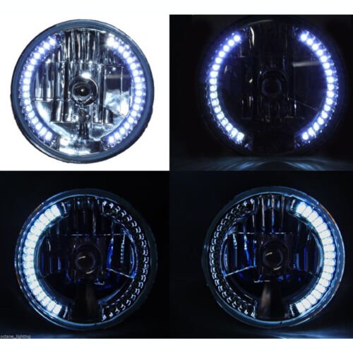 7" Halogen Crystal Clear White Turn Signal Halo Headlight Fits Harley Motorcycle