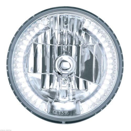 7" Halogen Motorcycle Crystal Clear White LED Halo Turn Signal Headlight 34 LEDs