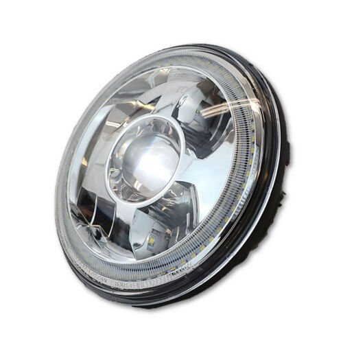 7" LED Projector Dual White Amber Halo Ring Light Lamp Bulb Motorcycle Headlight