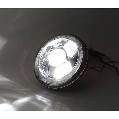 7" LED Projector Dual White Amber Halo Ring Light Lamp Bulb Motorcycle Headlight