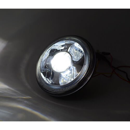 7" LED Projector Dual White Amber Halo Ring Light Lamp Bulb Motorcycle Headlight