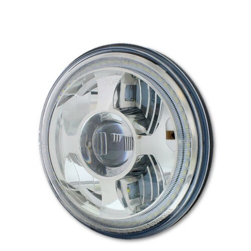 7" LED Projector Dual White Amber Halo Ring Light Lamp Bulb Motorcycle Headlight