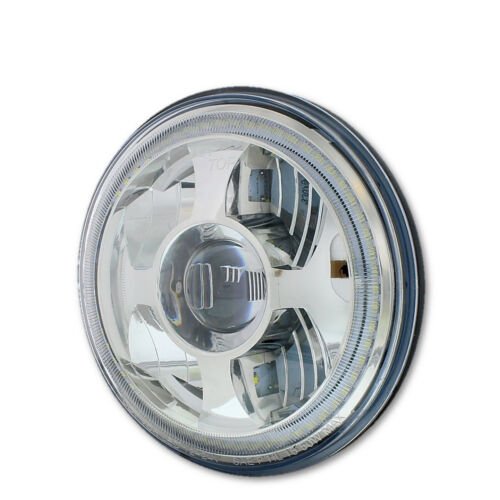 7" LED Projector White Amber Halo Ring Light Bulb Headlight Harley Motorcycle