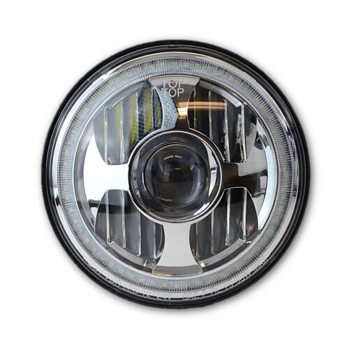 7" LED Projector White Amber Halo Ring Light Bulb Headlight Harley Motorcycle