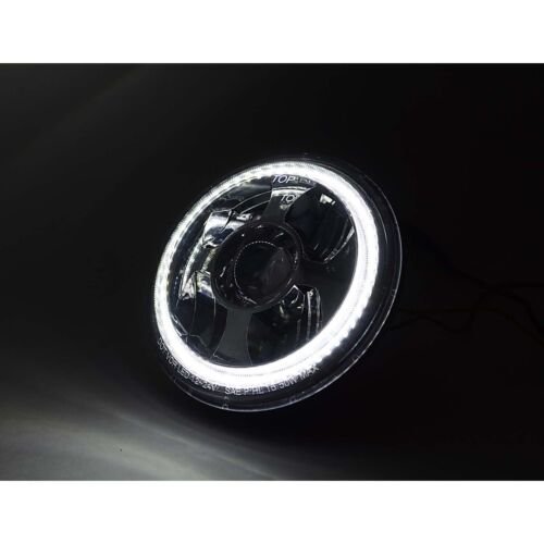 7" LED White Amber Halo Ring Angel Eyes Projector Headlamp Headlight Pair