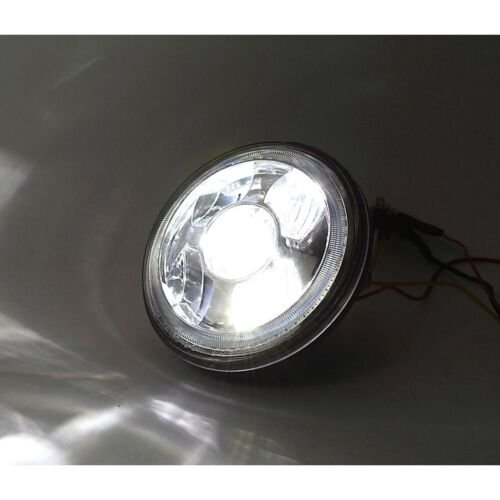 7" LED White Amber Halo Ring Angel Eyes Projector Headlight Headlamp Pair