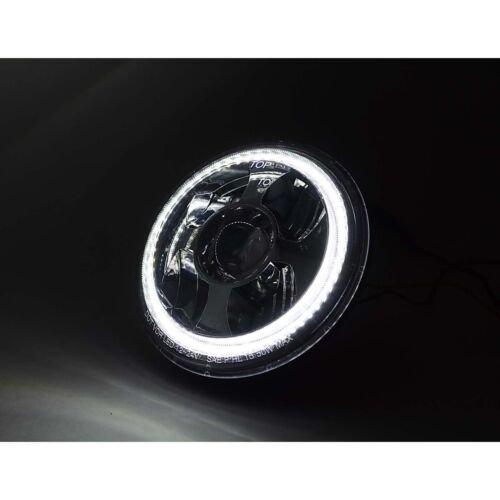 7" LED White Amber Halo Ring Angel Eyes Projector Headlight Headlamp Pair