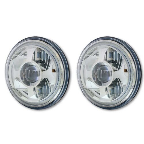 7" LED White Amber Halo Ring Angel Eyes Projector Headlight Headlamp Pair