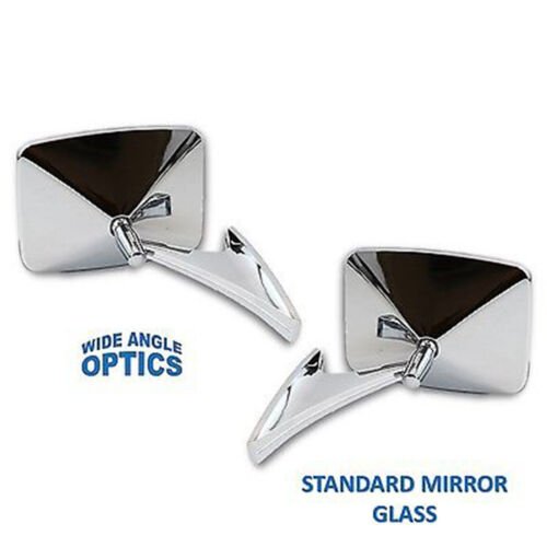 73-91 Chevy Truck Chrome Outside Rectangle Convex Rear View Door Mirrors Pair