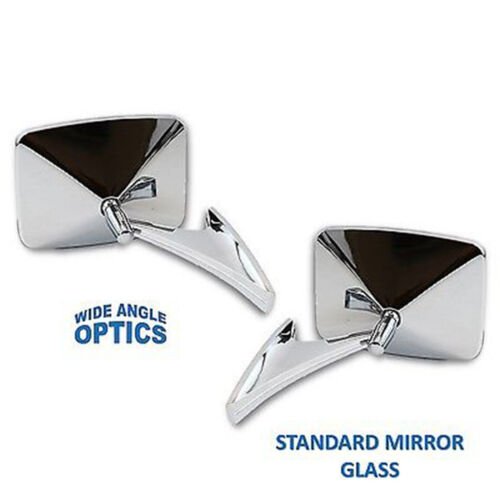 73-91 GMC Truck Chrome Outside Rectangle Convex Rear View Door Mirrors Pair