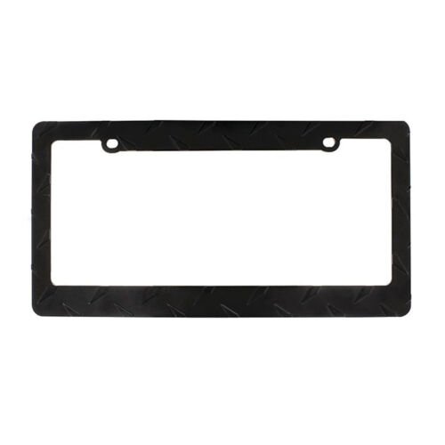 Black Diamond Plate Metal Two Hole Car Truck Universal License Frame