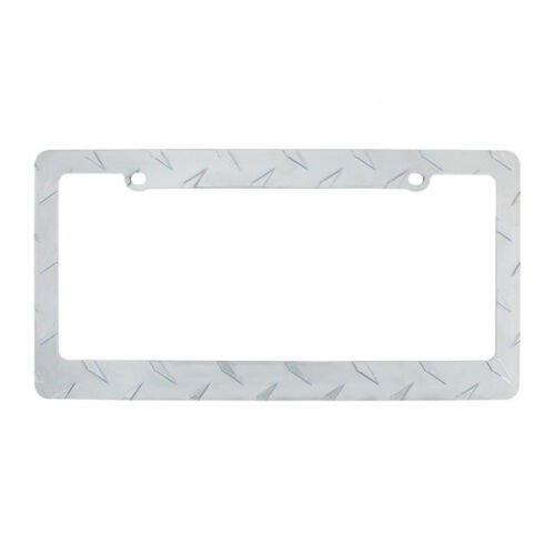 Chrome Diamond Plate Metal Two Hole Car Truck Universal License Frame