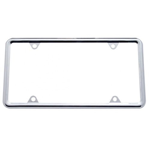 Chrome Silver Steel 1/2" Wide Plain 4 Hole License Plate Trim Frame