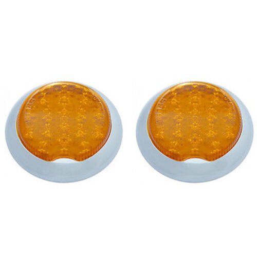 3" 17 Amber LED Park Turn Signal Light Lamp Lens & Chrome Bezel Flush Mount PAIR