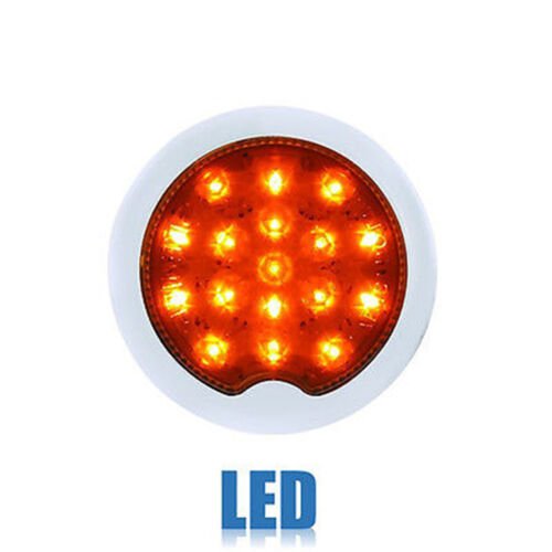 3" 17 Amber LED Park Turn Signal Light Lamp Lens w/ Chrome Bezel Flush Mount