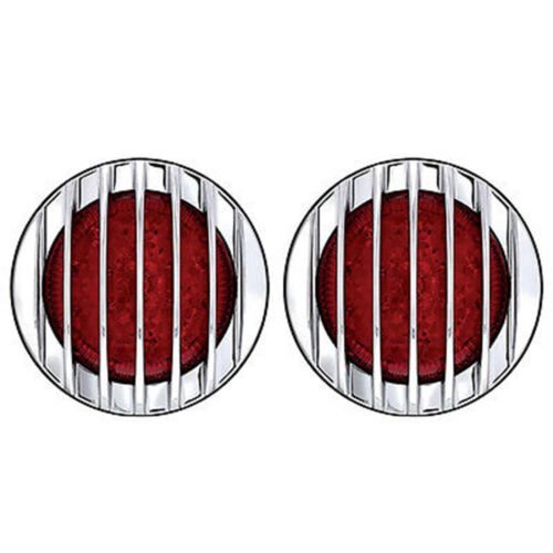 3-3/4" 17 LED Tail Lamp Lens w/ Chrome Bezel Flush Mount Assembly & Flasher Pair