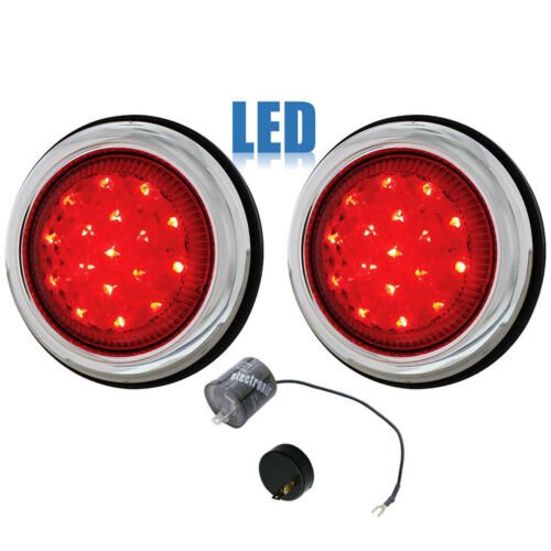 3-3/4" LED Flush Mount Truck Brake Tail Light Turn Signal Light & Flasher Pair