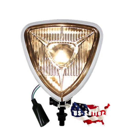 Chrome 4-1/2" Motorcycle Black Round Back Headlight Lamp Bulb Bucket Assembly