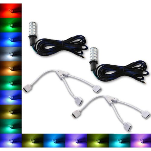 H3 27 SMD RGB Multi-Color Changing Shift Led Fog Light Bulb Nc & Splitter Pair