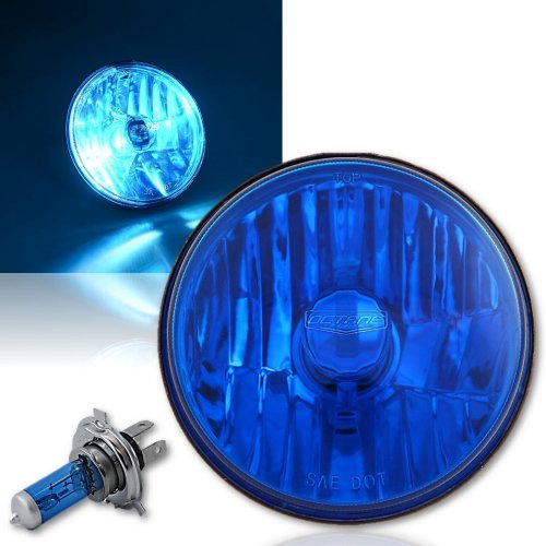 5-3/4" 6V Motorcycle Halogen Headlight Headlamp Crystal Clear Blue Bulb 60/55W