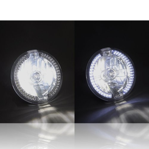 7" Motorcycle Halogen Headlight Diamond Crystal Clear Glass Bulb White Halo LED