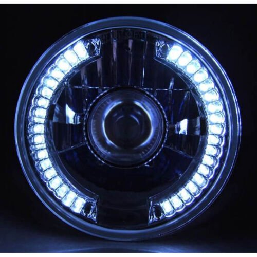 7" Motorcycle Halogen Headlight Headlamp H4 Projector Clear LED White Halo Bulb