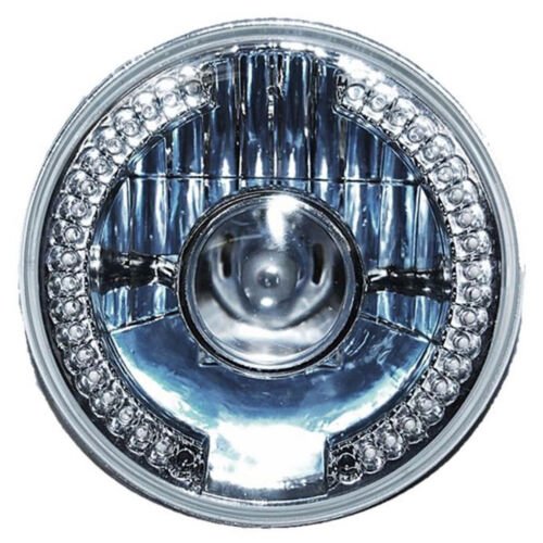 7" Motorcycle Halogen Headlight Headlamp H4 Projector Clear LED White Halo Bulb