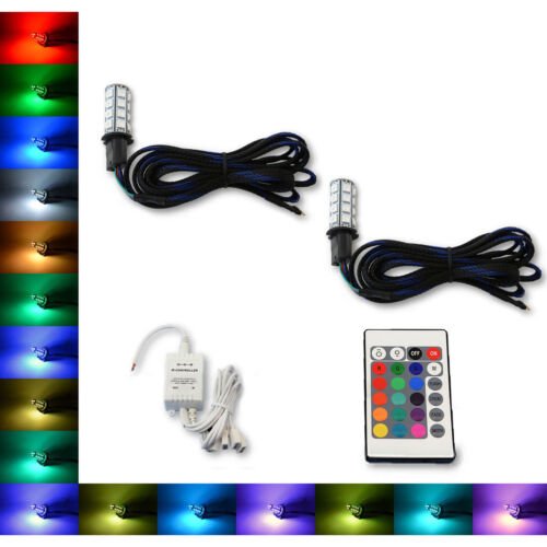 H3 27 SMD RGB Multi-Color Changing Shift Led Fog DRL Light Bulb IR Pair