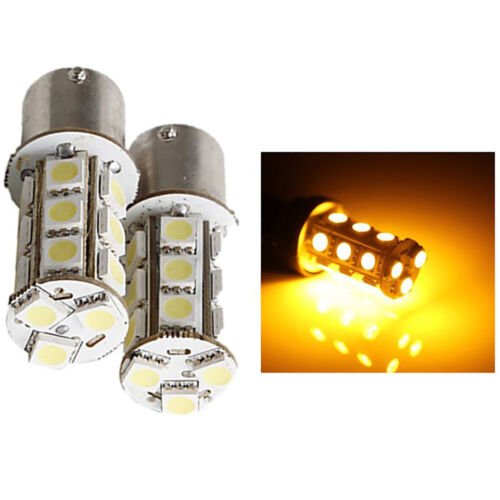 #1156 18SMD Amber Yellow LED Park Parking Tail Light Turn Signal Lamp Bulbs Pair