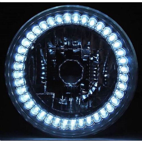 7" Halogen Motorcycle White LED Halo Ring H4 Light Bulb Headlight For: Harley