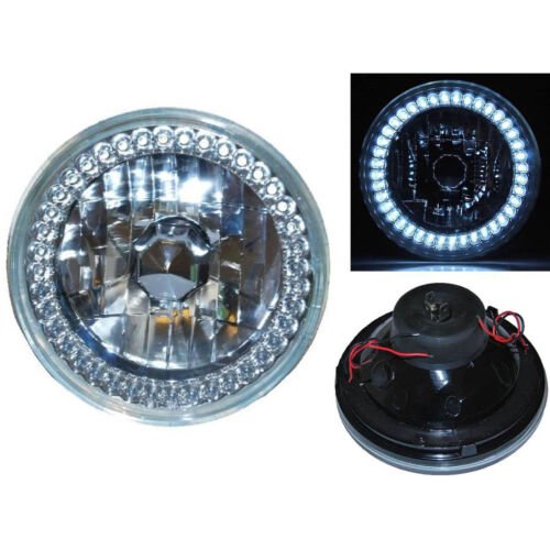 7" Halogen Motorcycle White LED Halo Ring H4 Light Bulb Headlight For: Harley