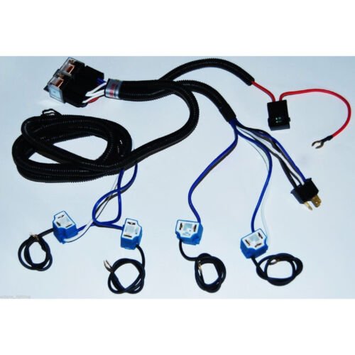 Ceramic H4 Headlight 4 Headlamp Light Bulb Socket Plug Relay Wiring Harness 4X6