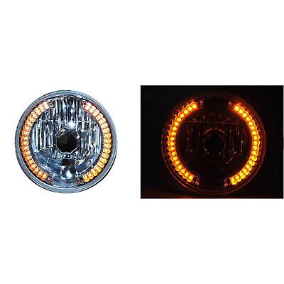 7" Halogen Motorcycle Amber LED Signal Halo Ring Light Bulb Headlight For Harley