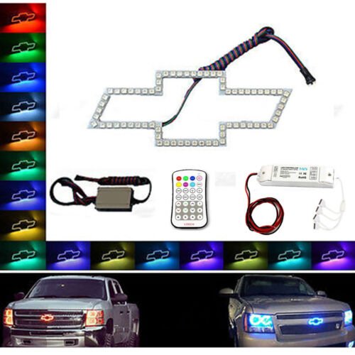 Chevy Bowtie Emblem Multi-Color Changing LED RGB Halo Ring M7 Set Chevrolet