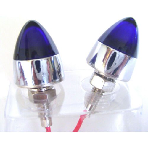 Blue LED Light Bullet Spike Mini License Plate Frame Fasteners Bolt Nut Pair