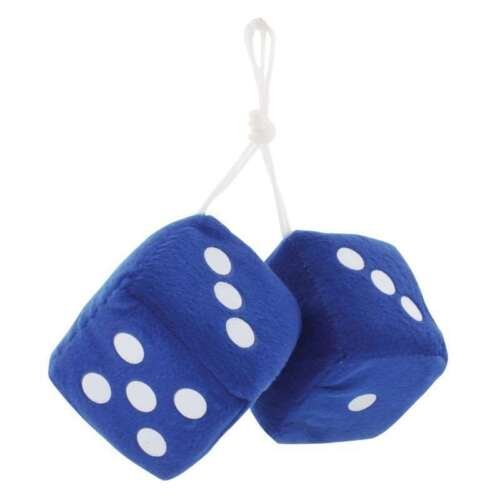 Fuzzy Dice Hanging On Classic Collector Car Rearview Mirror Stock