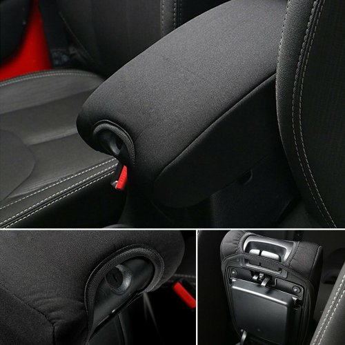 Black Neoprene Center Console Armrest Cover Protector For 07-17 Jeep Wrangler JK