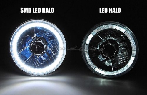 7" SMD Pink LED Halo Angel Eye Headlight 60w Light Pair For 76-17 Jeep Wrangler