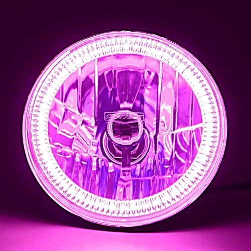 7" SMD Pink LED Halo Angel Eye Headlight 60w Light Pair For 76-17 Jeep Wrangler