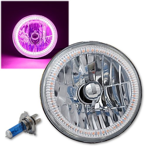 7" Halogen Motorcycle Pink SMD 45-LED Halo H4 Light Bulb Headlight For Harley