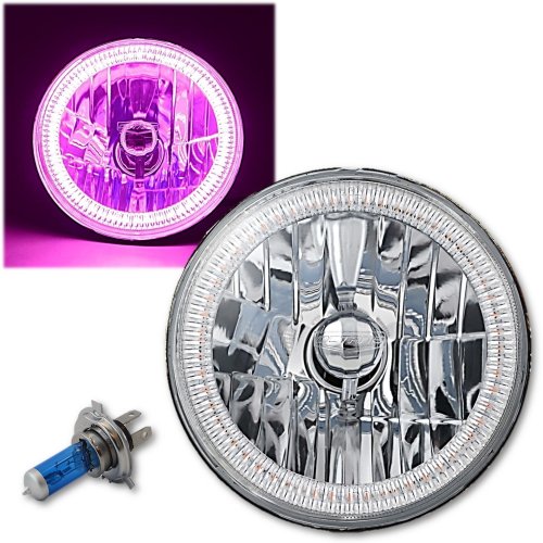 7" Halogen Motorcycle Pink SMD 45-LED Halo H4 Light Bulb Headlight For Harley