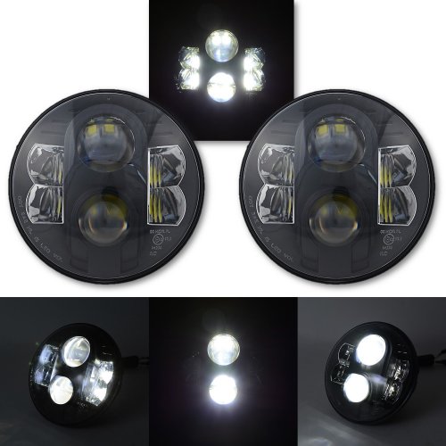 7" Black Projector 6000K White  LED Headlight Bulb Pair For 97-18 Jeep Wrangler