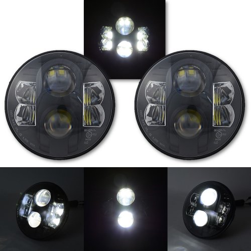 7" Black Projector HID 6500K  White LED Octane Headlight Lamp Light Pair
