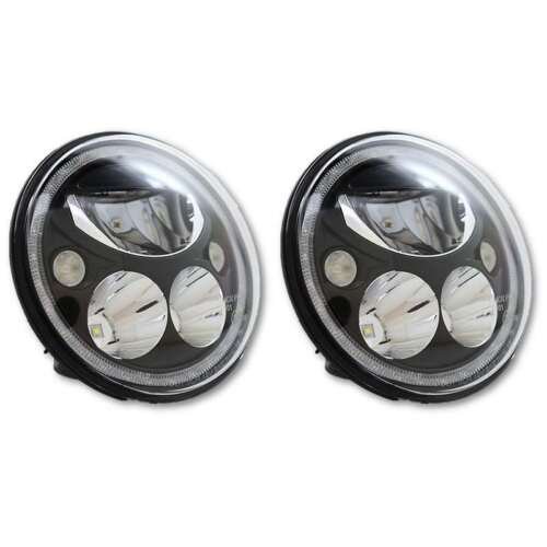 7" Black Chrome Face LED 6000k 6k Octane Headlight w/ White Halo Light Pair