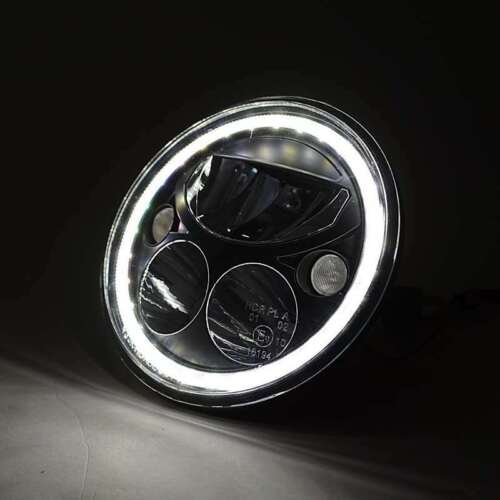 7" Black Chrome Face LED 6000k 6k Octane Headlight w/ White Halo Light Pair