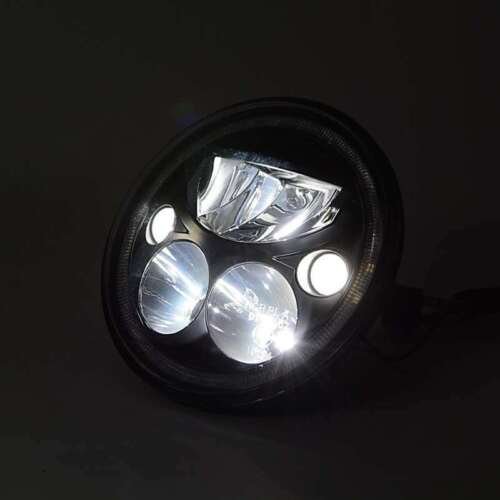 7" Black Chrome Face LED 6000k 6k Octane Headlight w/ White Halo Light Pair