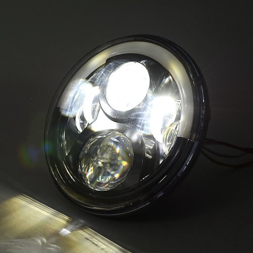 7" Black Projector 6500K LED Octane Headlight White & Amber Eyebrow DRL Pair