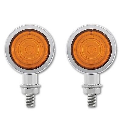 Amber 9-LED Chrome Metal Bullet Turn Signal Light Car Truck Trailer Hot Rod Pair