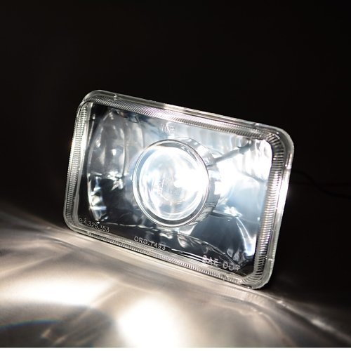4X6" Black Projector Crystal Clear Glass Halogen Headlight Lamp Light Bulb Set